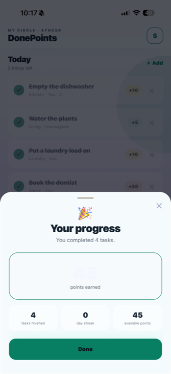 DonePoints progress recap